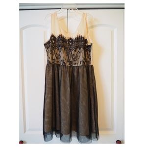 Altar'd State Beige and Black Lace Dress